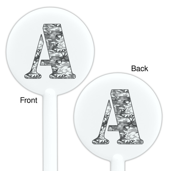 Camo White Plastic 5.5" Stir Stick - Double Sided - Round - Front & Back