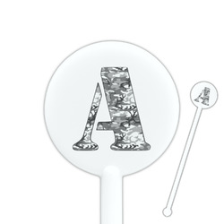 Camo 5.5" Round Plastic Stir Sticks - White - Single Sided (Personalized)