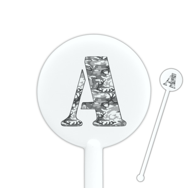 Custom Camo 5.5" Round Plastic Stir Sticks - White - Double Sided (Personalized)