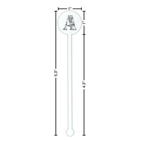 Camo White Plastic 5.5" Stir Stick - Round - Dimensions