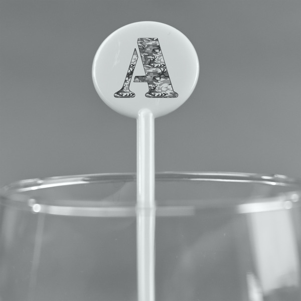 Camo White Plastic 5.5" Stir Stick - Round - Main