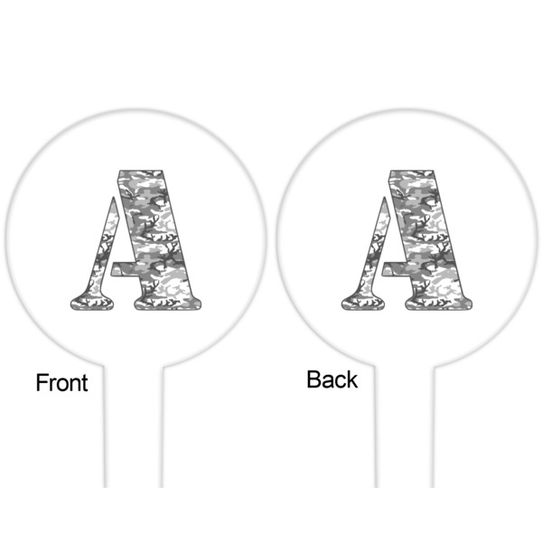 Camo White Plastic 6" Food Pick - Round - Double Sided - Front & Back
