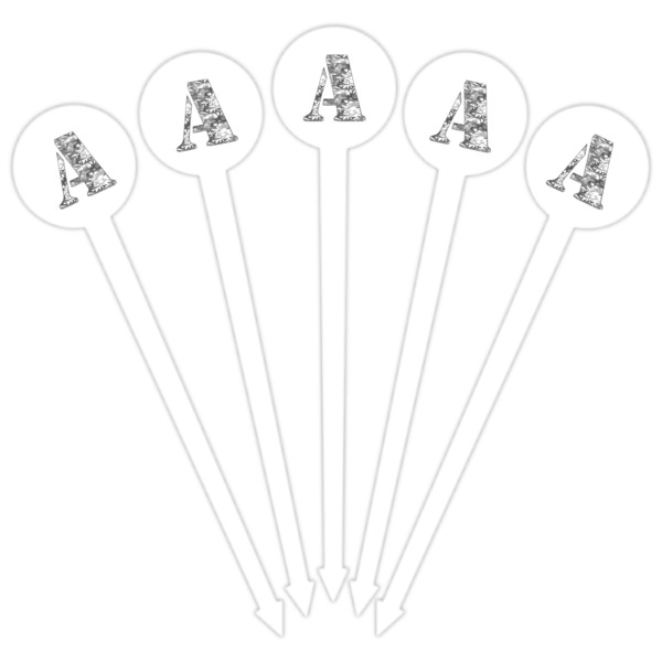 Camo White Plastic 6" Food Pick - Round - Fan View