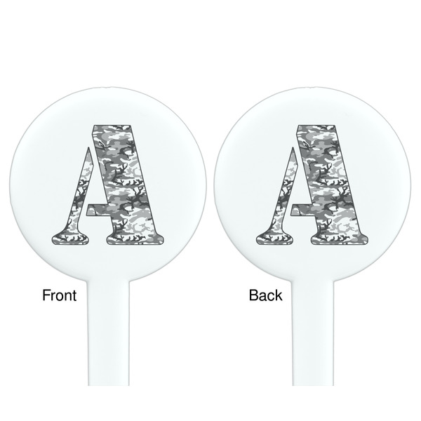 Camo White Plastic 7" Stir Stick - Double Sided - Round - Front & Back