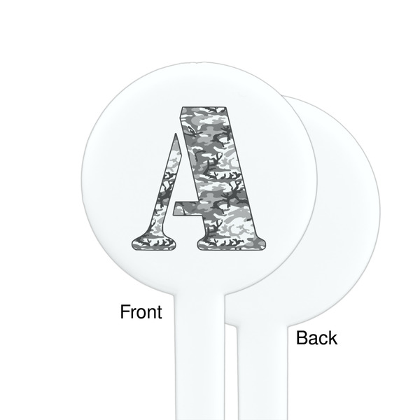Camo White Plastic 7" Stir Stick - Single Sided - Round - Front & Back