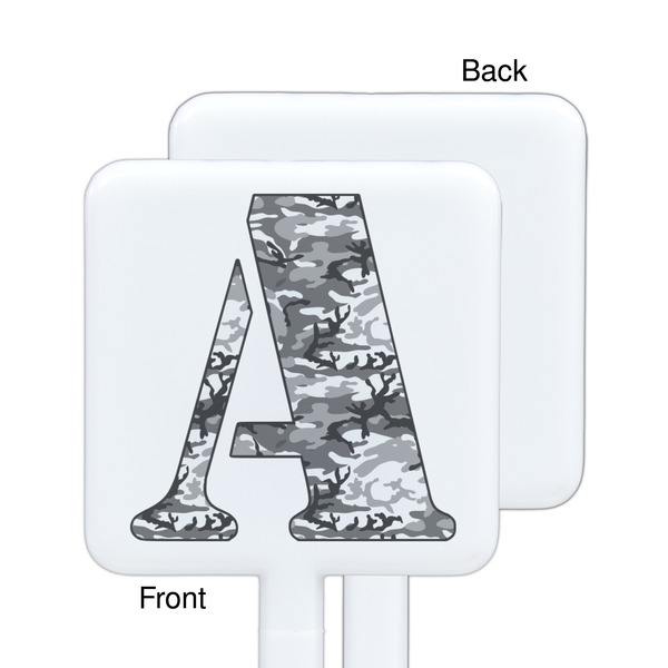 Camo White Plastic Stir Stick - Single Sided - Square - Approval