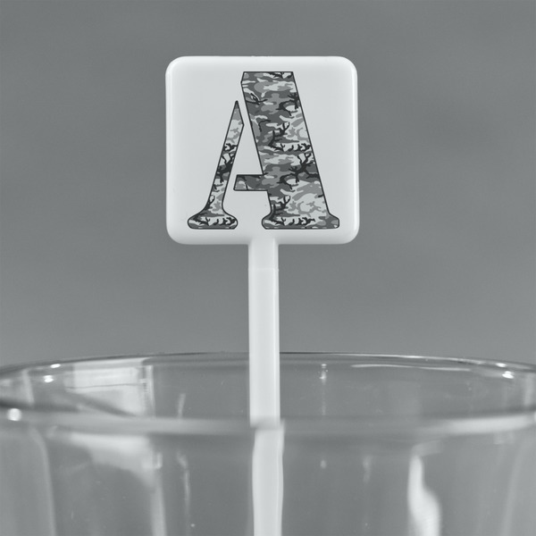 Camo White Plastic Stir Stick - Square - Main