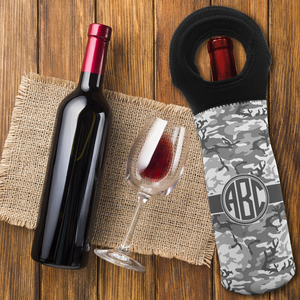 Camo Wine Tote Bag - FLATLAY