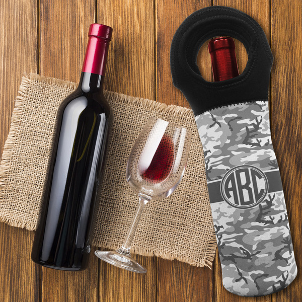 Camo Wine Tote Bag - FLATLAY