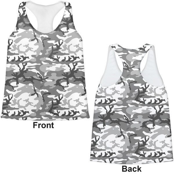 Camo Womens Racerback Tank Tops - Medium - Front and Back