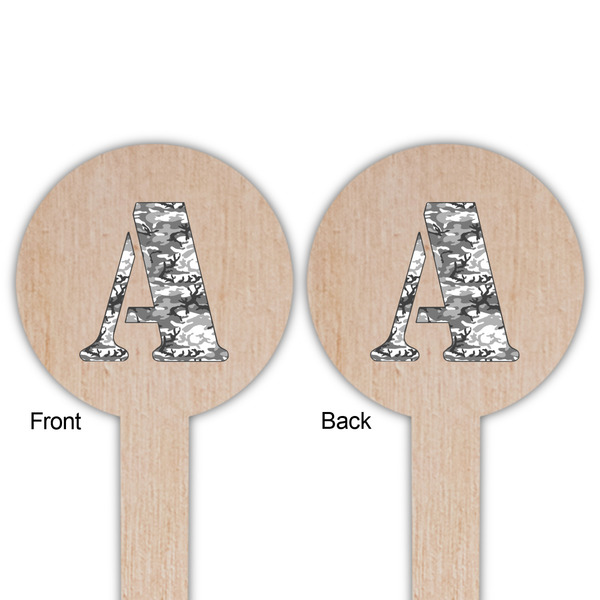 Camo Wooden 6" Food Pick - Round - Double Sided - Front & Back