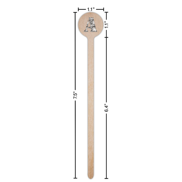 Camo Wooden 7.5" Stir Stick - Round - Dimensions