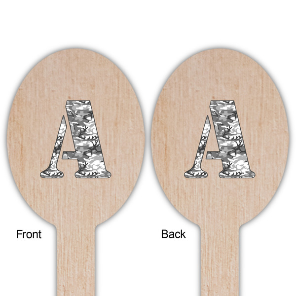 Camo Wooden Food Pick - Oval - Double Sided - Front & Back