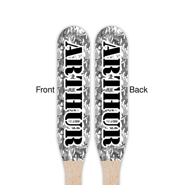 Camo Wooden Food Pick - Paddle - Double Sided - Front & Back