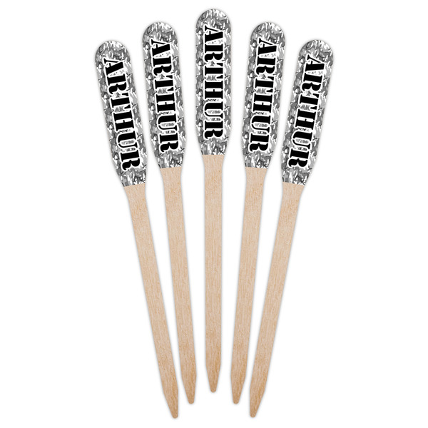 Camo Wooden Food Pick - Paddle - Fan View