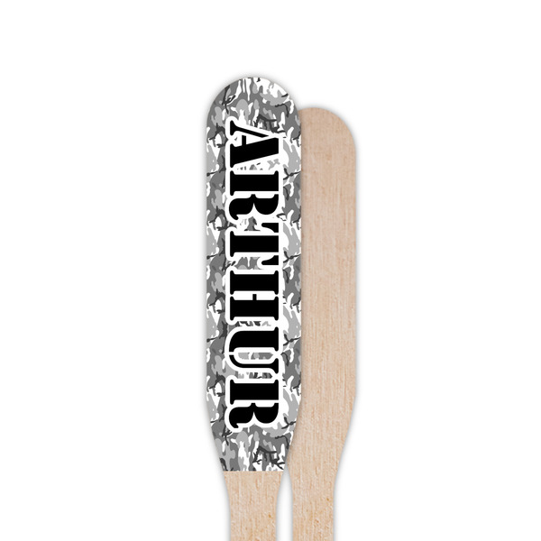 Camo Wooden Food Pick - Paddle - Single Sided - Front & Back