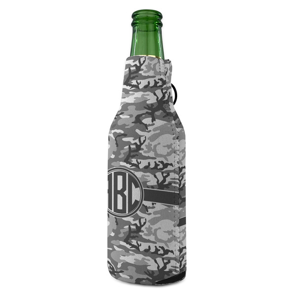 Camo Zipper Bottle Cooler - ANGLE (bottle)