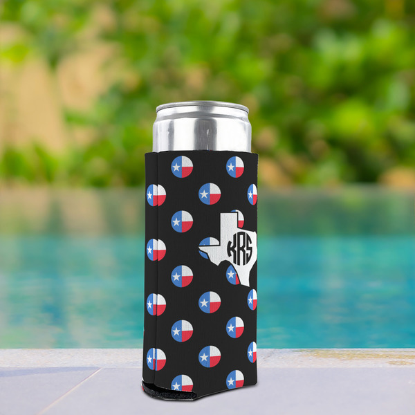Texas Polka Dots Can Cooler - Tall 12oz - In Context