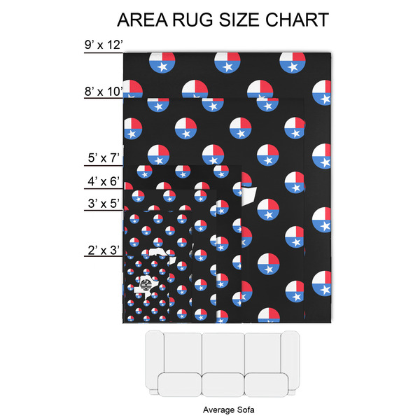 Texas Polka Dots 2'x3' Indoor Area Rugs - Size Chart
