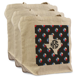 Texas Polka Dots Reusable Cotton Grocery Bags - Set of 3 (Personalized)
