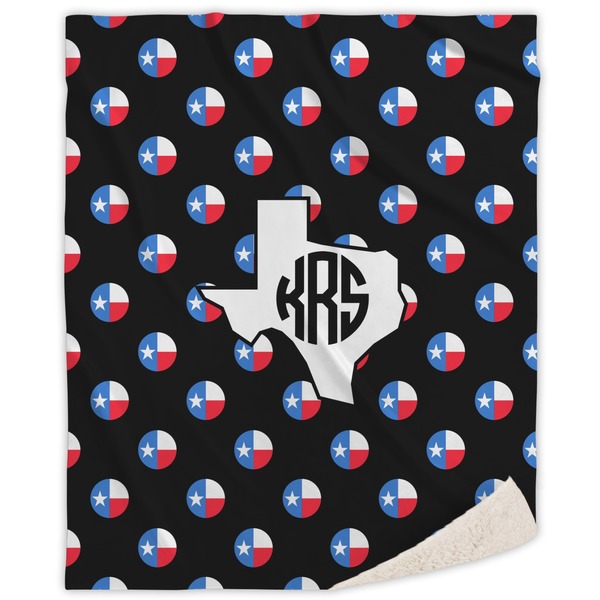 Custom Texas Polka Dots Sherpa Throw Blanket - 60"x80" (Personalized)