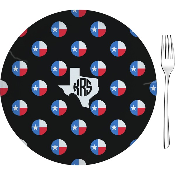 Custom Texas Polka Dots Glass Appetizer / Dessert Plate 8" (Personalized)