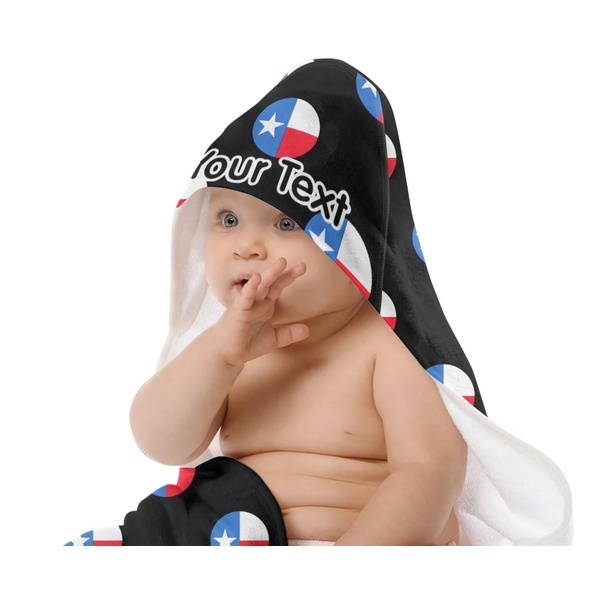 Texas Polka Dots Baby Hooded Towel on Child
