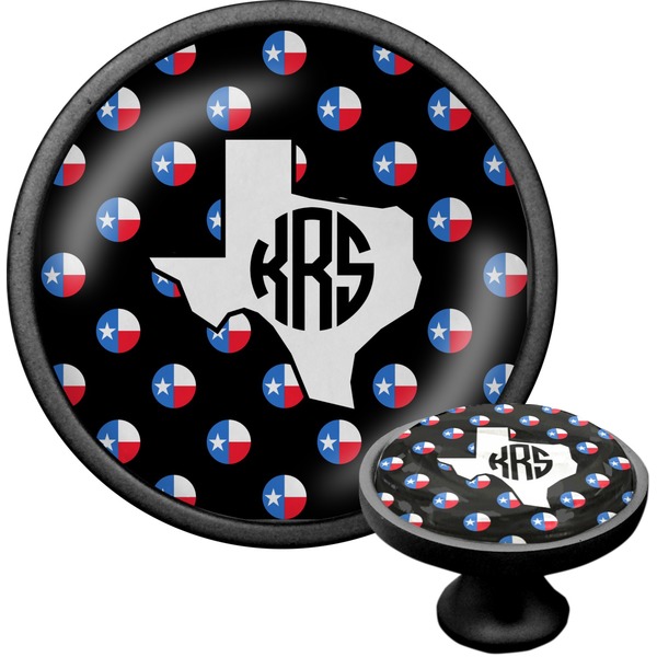 Custom Texas Polka Dots Cabinet Knob (Black) (Personalized)