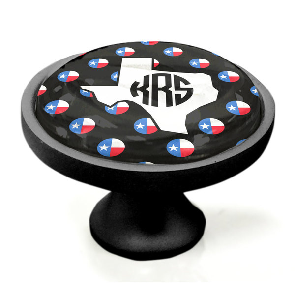 Texas Polka Dots Black Custom Cabinet Knob (Side)