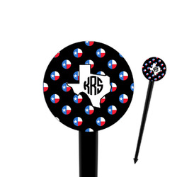Texas Polka Dots 4" Round Plastic Food Picks - Black - Single Sided (Personalized)
