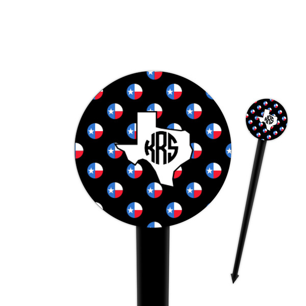 Custom Texas Polka Dots 4" Round Plastic Food Picks - Black - Single Sided (Personalized)