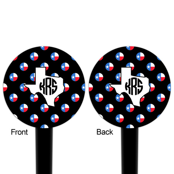 Texas Polka Dots Black Plastic 4" Food Pick - Round - Double Sided - Front & Back