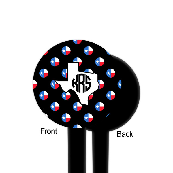 Texas Polka Dots Black Plastic 4" Food Pick - Round - Single Sided - Front & Back