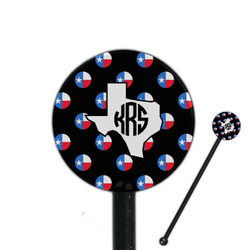 Texas Polka Dots 5.5" Round Plastic Stir Sticks - Black - Single Sided (Personalized)
