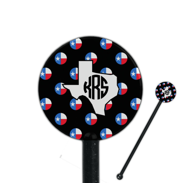 Custom Texas Polka Dots 5.5" Round Plastic Stir Sticks - Black - Single Sided (Personalized)