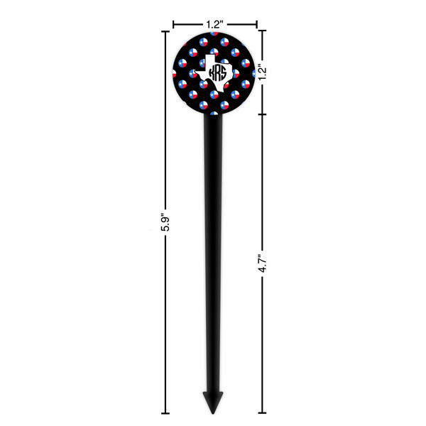 Texas Polka Dots Black Plastic 6" Food Pick - Round - Dimensions