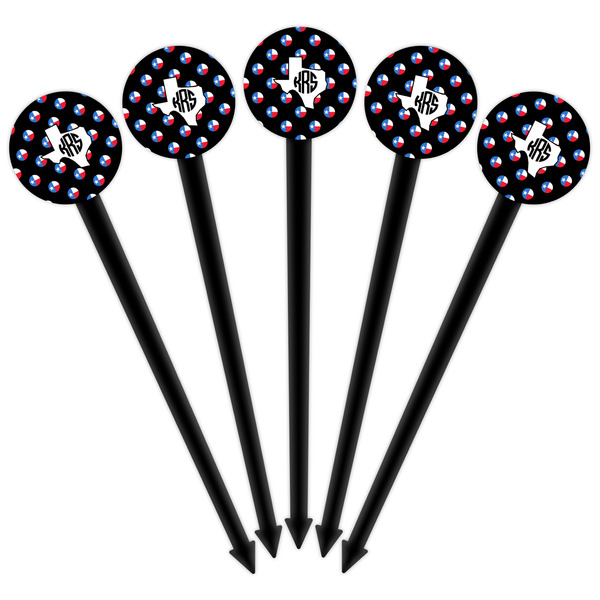 Texas Polka Dots Black Plastic 6" Food Pick - Round - Fan View