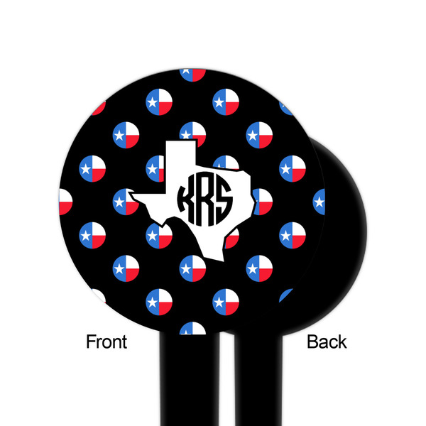 Texas Polka Dots Black Plastic 6" Food Pick - Round - Single Sided - Front & Back