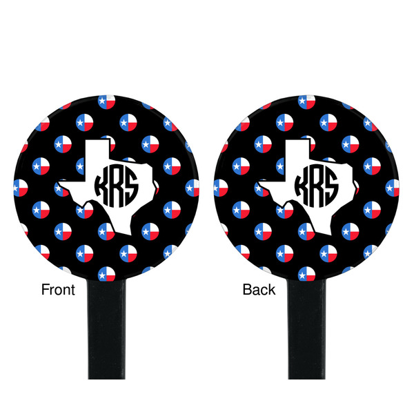 Texas Polka Dots Black Plastic 7" Stir Stick - Double Sided - Round - Front & Back