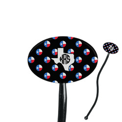 Texas Polka Dots 7" Oval Plastic Stir Sticks - Black - Single Sided (Personalized)