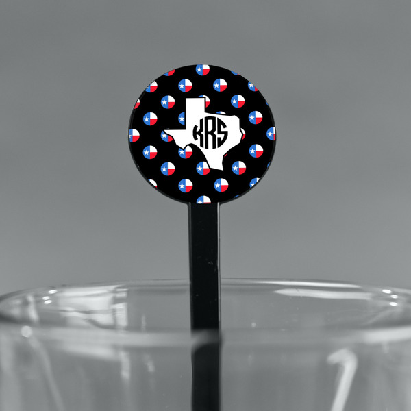 Texas Polka Dots Black Plastic 7" Stir Stick - Round - Main