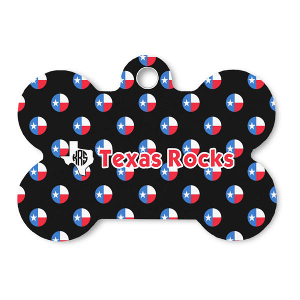 Custom Texas Polka Dots Bone Shaped Dog ID Tag (Personalized)