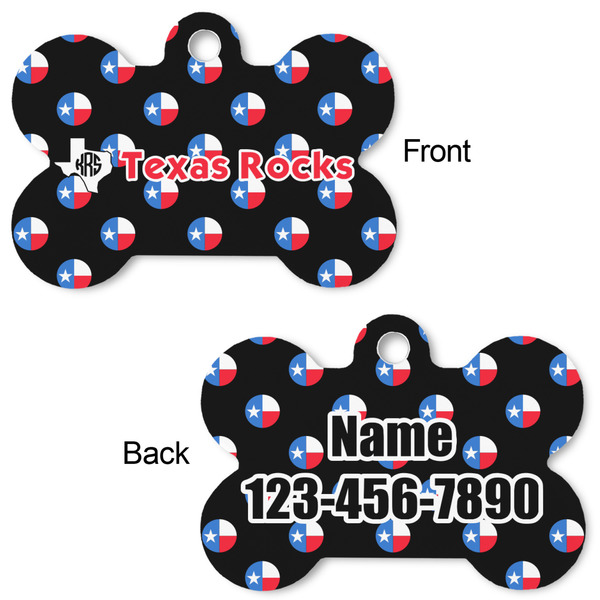 Texas Polka Dots Bone Shaped Dog Tag - Front & Back