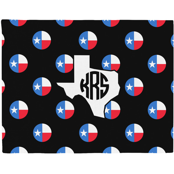 Custom Texas Polka Dots Woven Fabric Placemat - Twill w/ Monogram