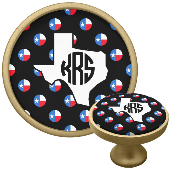 Custom Texas Polka Dots Cabinet Knob - Gold (Personalized)