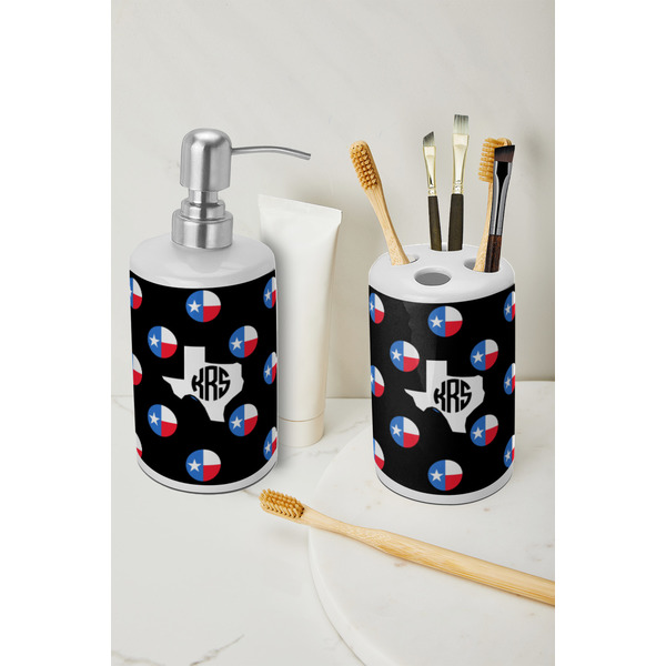 Texas Polka Dots Ceramic Bathroom Accessories - LIFESTYLE (toothbrush holder & soap dispenser)