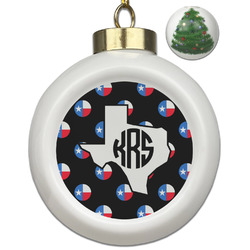 Texas Polka Dots Ceramic Ball Ornament - Christmas Tree (Personalized)