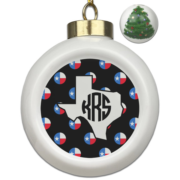 Custom Texas Polka Dots Ceramic Ball Ornament - Christmas Tree (Personalized)