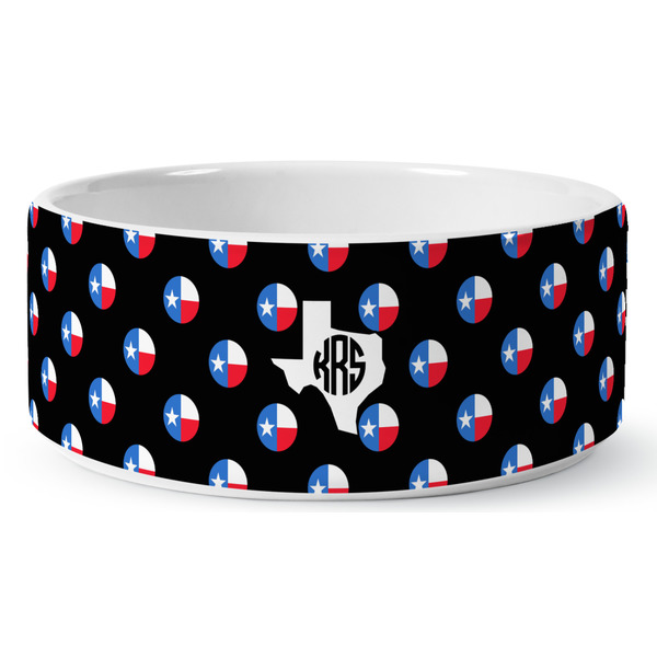 Texas Polka Dots Ceramic Dog Bowl - Medium - Front