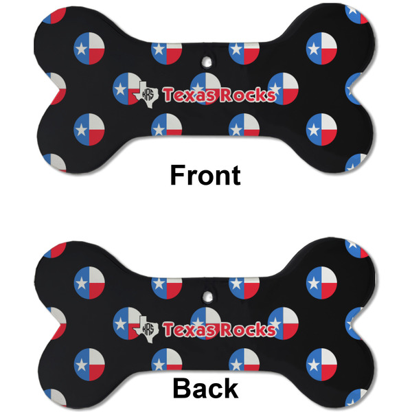 Texas Polka Dots Ceramic Flat Ornament - Bone Front & Back (APPROVAL)